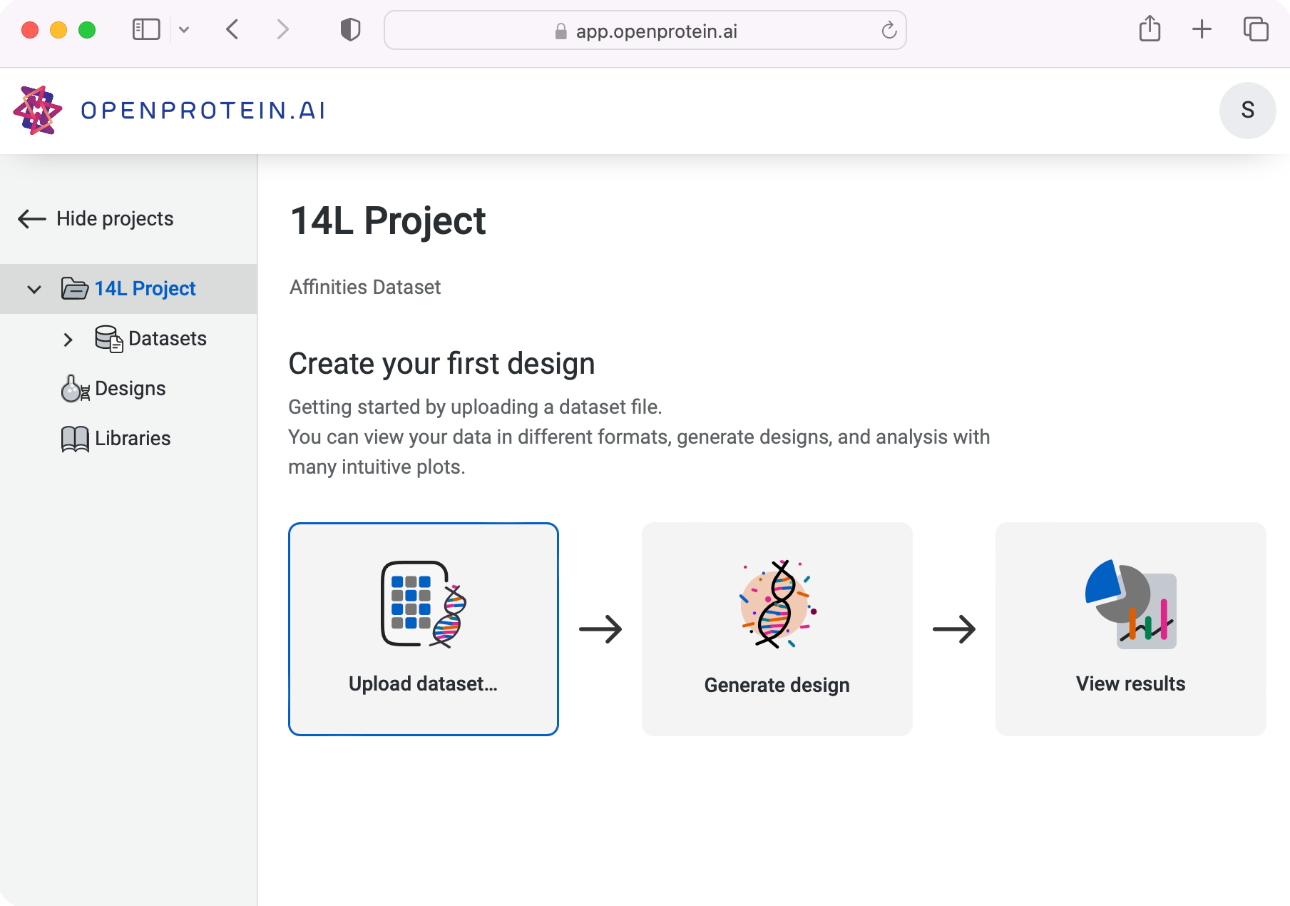 OpenProtein.AI Web App Interface